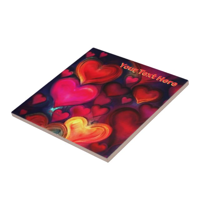 Colorful Multi Hearts Valentine Fliese (Seite)
