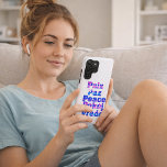 Colorful Multilingual Peace Word Art with Hearts Samsung Galaxy Hülle<br><div class="desc">Celebrate unity and kindness with this colorful multilingual peace design featuring the word “peace” in several languages including Paix, Paz, Pokój, and Vrede on a phone case. The bold typography is filled with vibrant pastel hearts, creating a joyful and uplifting look that spreads a message of love and harmony. Perfect...</div>