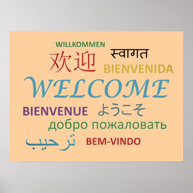Colorful Multiple Language Welcome Poster (Vorne)