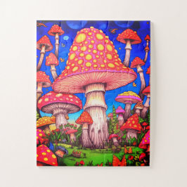 Colorful Mushrooms 30 Large Pieces on a Puzzle