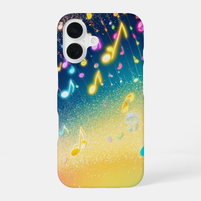 Colorful Musical Notes Sparkle Phone Case iPhone 16 Hülle (Rückseite)