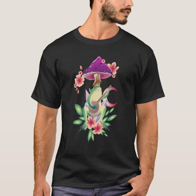 Colorful Mycology Mushrooms Frog And Mushroom coll T-Shirt (Vorderseite)