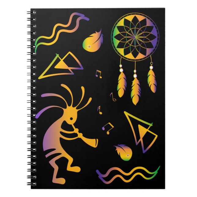 Colorful Native American Kokopelli Notebook Notizblock (Vorderseite)