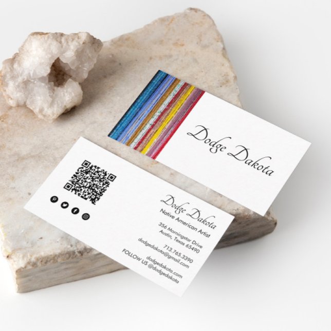 Colorful Native American Stripes Custom QR Code Visitenkarte (Von Creator hochgeladen)