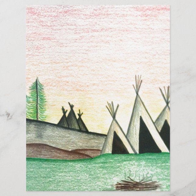 Colorful Native American Teepee Folk Art (Vorderseite)