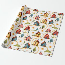Colorful Neighborhood Realtor Wrapping Paper Geschenkpapier