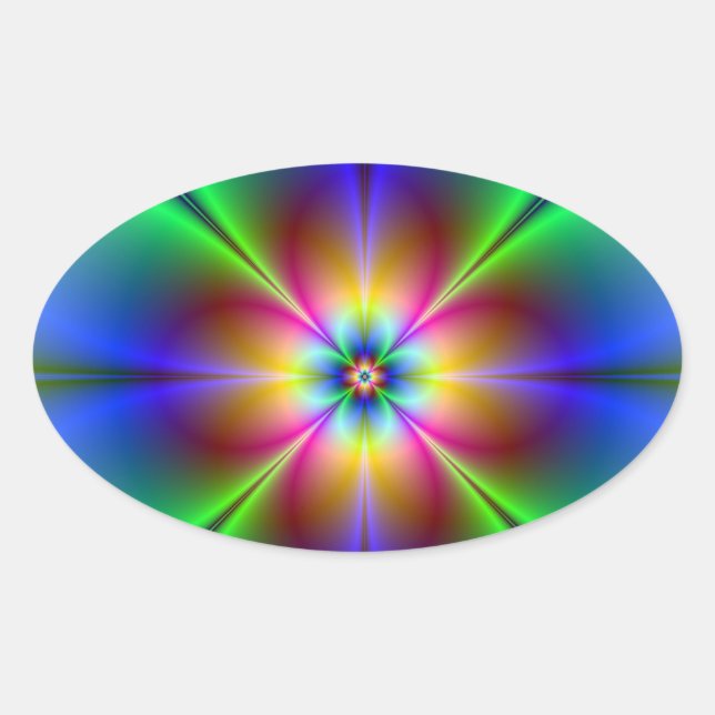 Colorful Neon Daisy Ovaler Aufkleber (Vorderseite)