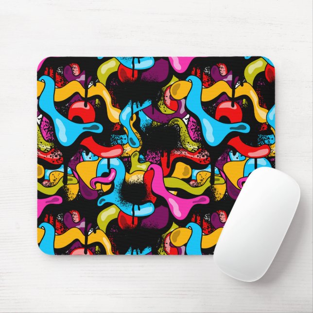 Colorful Neon Graffiti Hip Hop Street Art Mousepad (Mit Mouse)