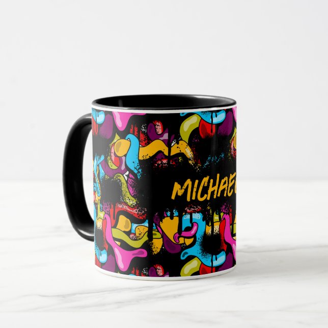 Colorful Neon Graffiti Hip Hop Street Art Tasse (Vorderseite Links)