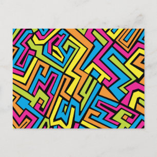 Colorful Neon Graffiti Street Art Pattern Feiertagspostkarte