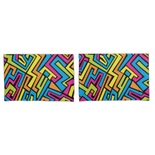 Colorful Neon Graffiti Street Art Pattern Kissenbezug