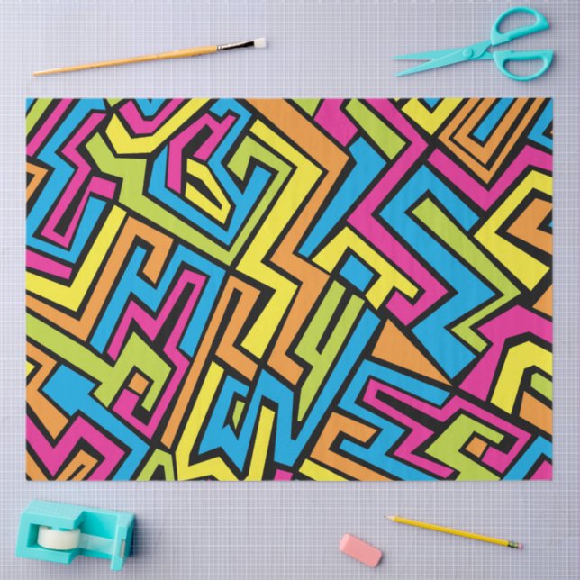 Colorful Neon Graffiti Street Art Pattern Seidenpapier (Basteln)