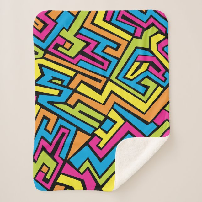 Colorful Neon Graffiti Street Art Pattern Sherpadecke (Vorderseite)