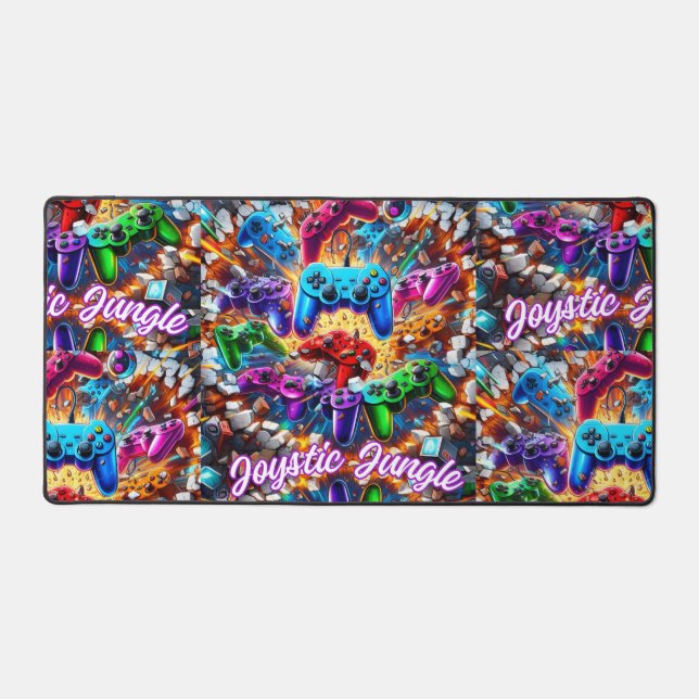 Colorful Neon Joysticks Pattern Schreibtischunterlage (Vorderseite)