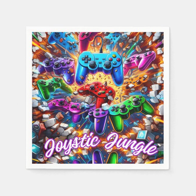 Colorful Neon Joysticks Pattern Serviette (Vorderseite)