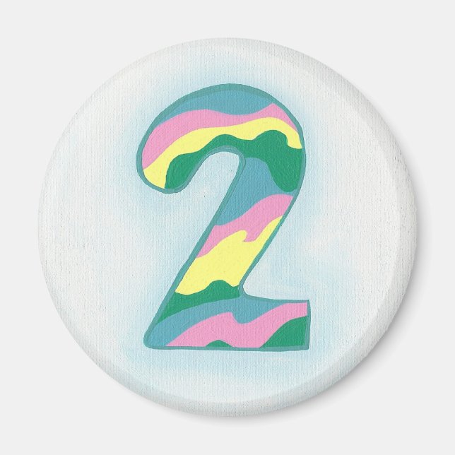Colorful Number Two Magnet by Cheryls Art (Vorne)