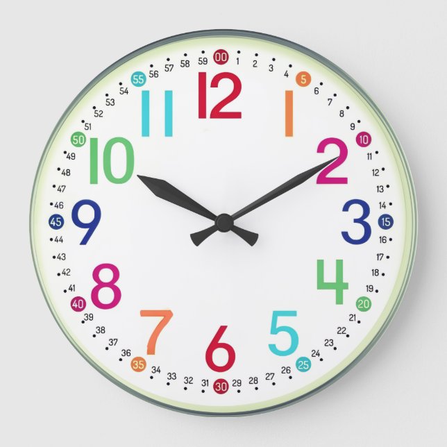 Colorful Numbered Round Acrylic Wall Clock Große Wanduhr (Vorderseite)