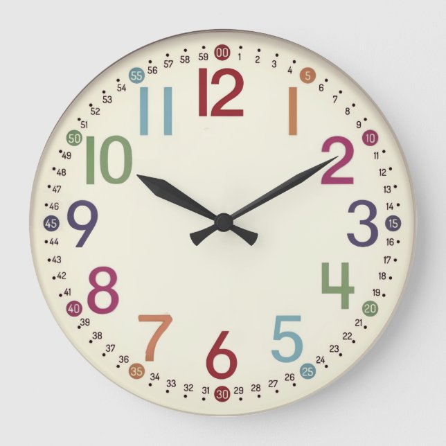 Colorful Numbered Round Acrylic Wall Clock Große Wanduhr (Vorderseite)