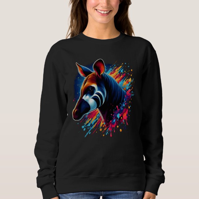 Colorful Okapi Splash Paint Artwork Sweatshirt (Vorderseite)