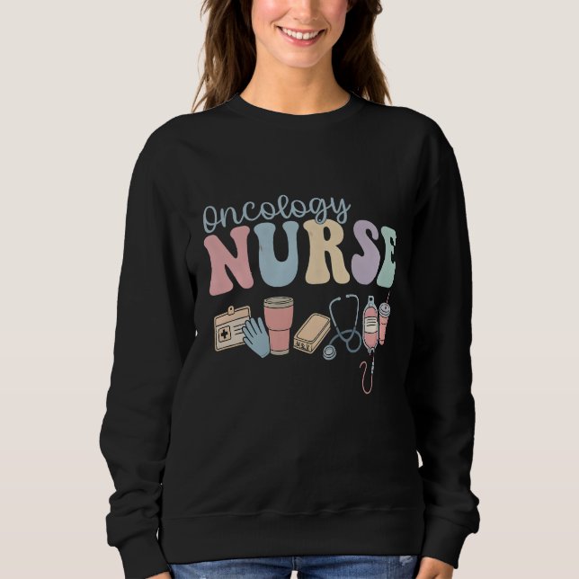 Colorful Oncology Nurse Retro Aesthetic Sweatshirt (Vorderseite)