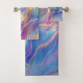 Colorful opal swirly flowing marble texture badhandtuch set