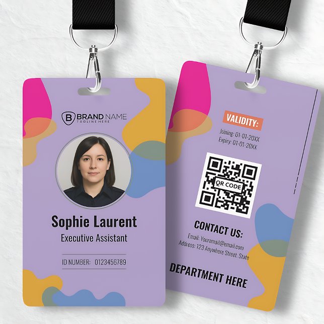 Colorful Organic Shapes Purple ID Card Ausweis (Colorful Organic Shapes Purple ID Card Badge)
