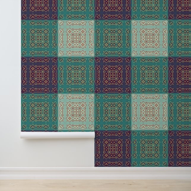 Colorful Ornamental Folk-Inspired Tapete (Anwendung)