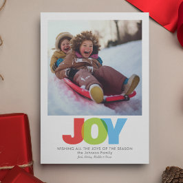 Colorful Overlapping JOY Christmas Wish Foto Feiertagskarte