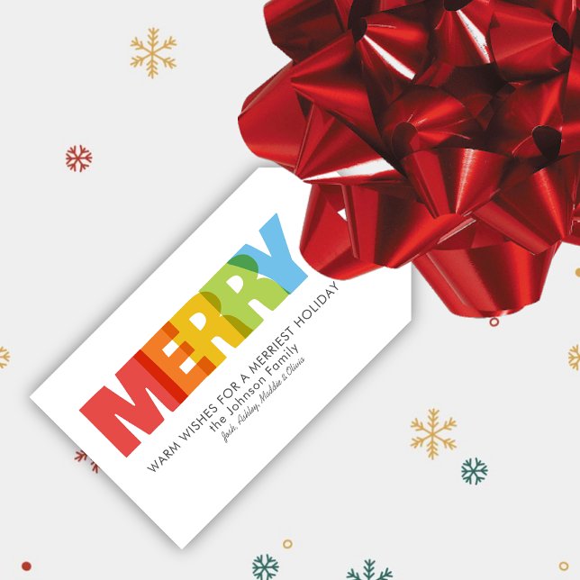 Colorful Overlapping MERRY Christmas Wish Geschenkanhänger (Von Creator hochgeladen)