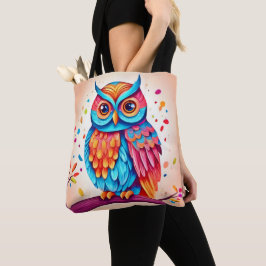 Colorful Owl Branch Art