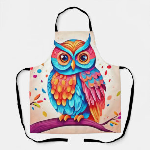 Colorful Owl Branch Art Schürze