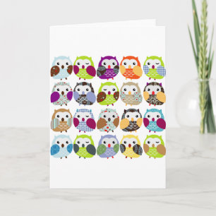 Colorful Owl Pattern Karte