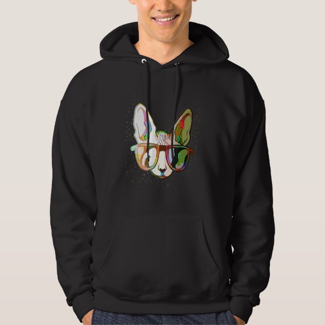 Colorful Paint Splash  Sunglasses Sphynx Cat Hoodie (Vorderseite)