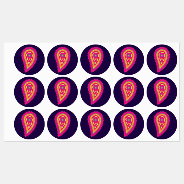 Colorful Paisley Etiketten (Blatt)