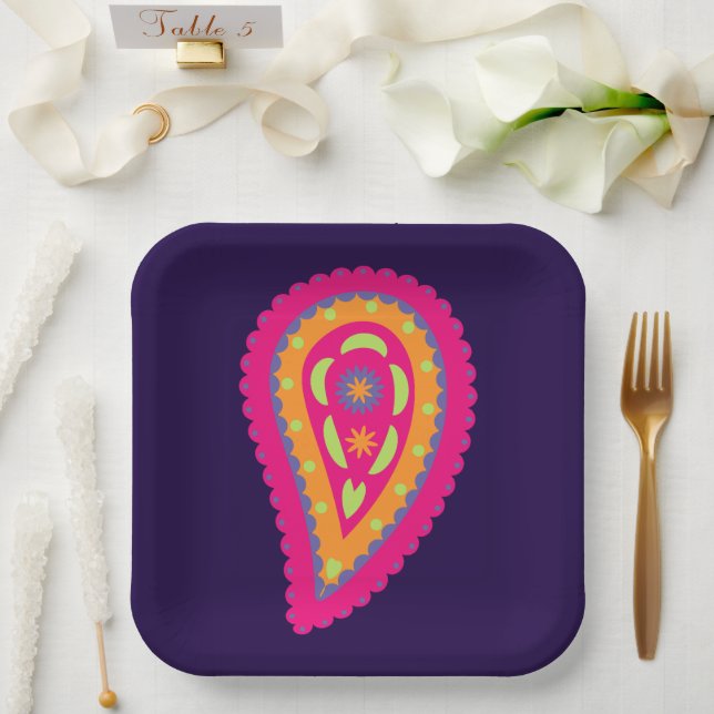 Colorful Paisley Pappteller (Hochzeit)