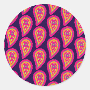 Colorful Paisley Runder Aufkleber