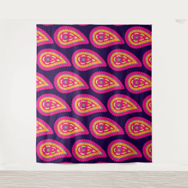 Colorful Paisley Wandteppich (Vorderseite)