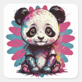 Colorful Panda Quadratischer Aufkleber
