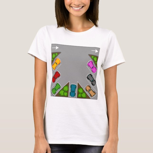 Colorful Parking Lot Overhead View Car Enthusiast T-Shirt (Vorderseite)