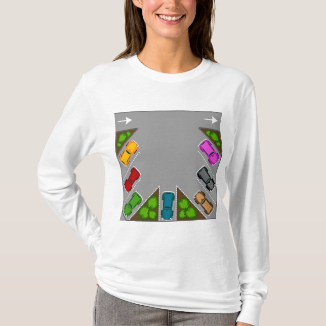 Colorful Parking Lot Overhead View Car Enthusiast T-Shirt (Vorderseite)