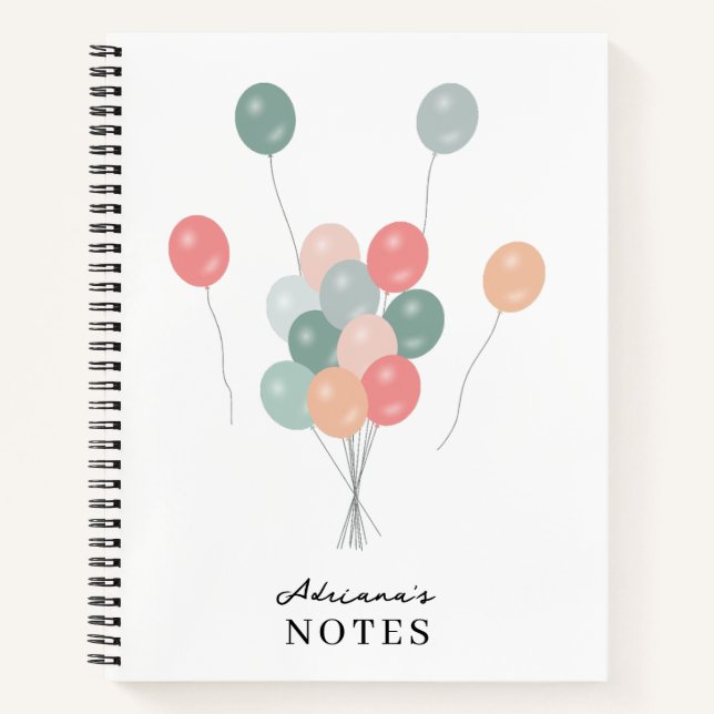 Colorful Party Balloons Personalized  Notizbuch (Vorderseite)