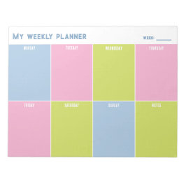 Colorful Pastel Custom Weekly Planner Notizblock