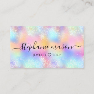 Colorful Pastel Holographic Glitzer Girly Telefonnummerkarte