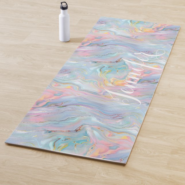 Colorful Pastel Holographic Marble Swirls Yogamatte (Beispiel)