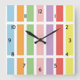 Colorful Pastel Hues Quadratische Wanduhr