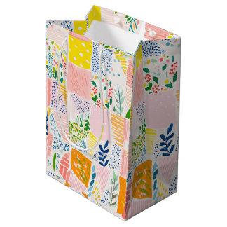 Colorful Pastel Patchwork Preppy Mittlere Geschenktüte
