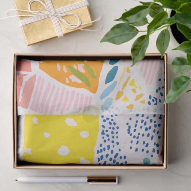 Colorful Pastel Patchwork Preppy Seidenpapier (Geschenk)