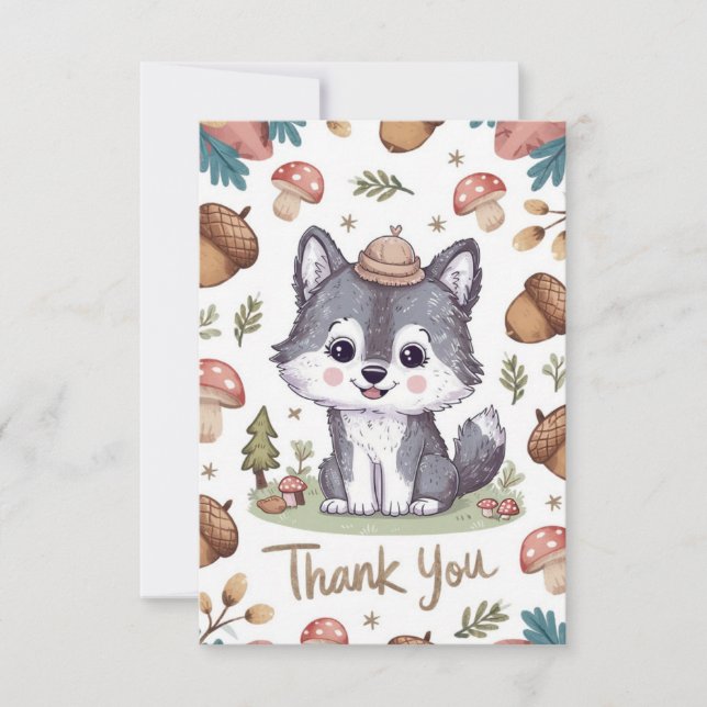 Colorful Pastel Wolf Dankeskarte (Vorderseite)
