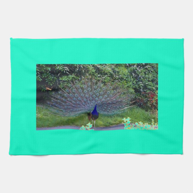 Colorful Pattern Bird Peacock Art Indian Destiny Geschirrtuch (Horizontal)
