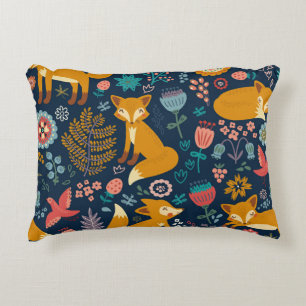 Colorful pattern with a foxfox,pattern,forest,fall dekokissen